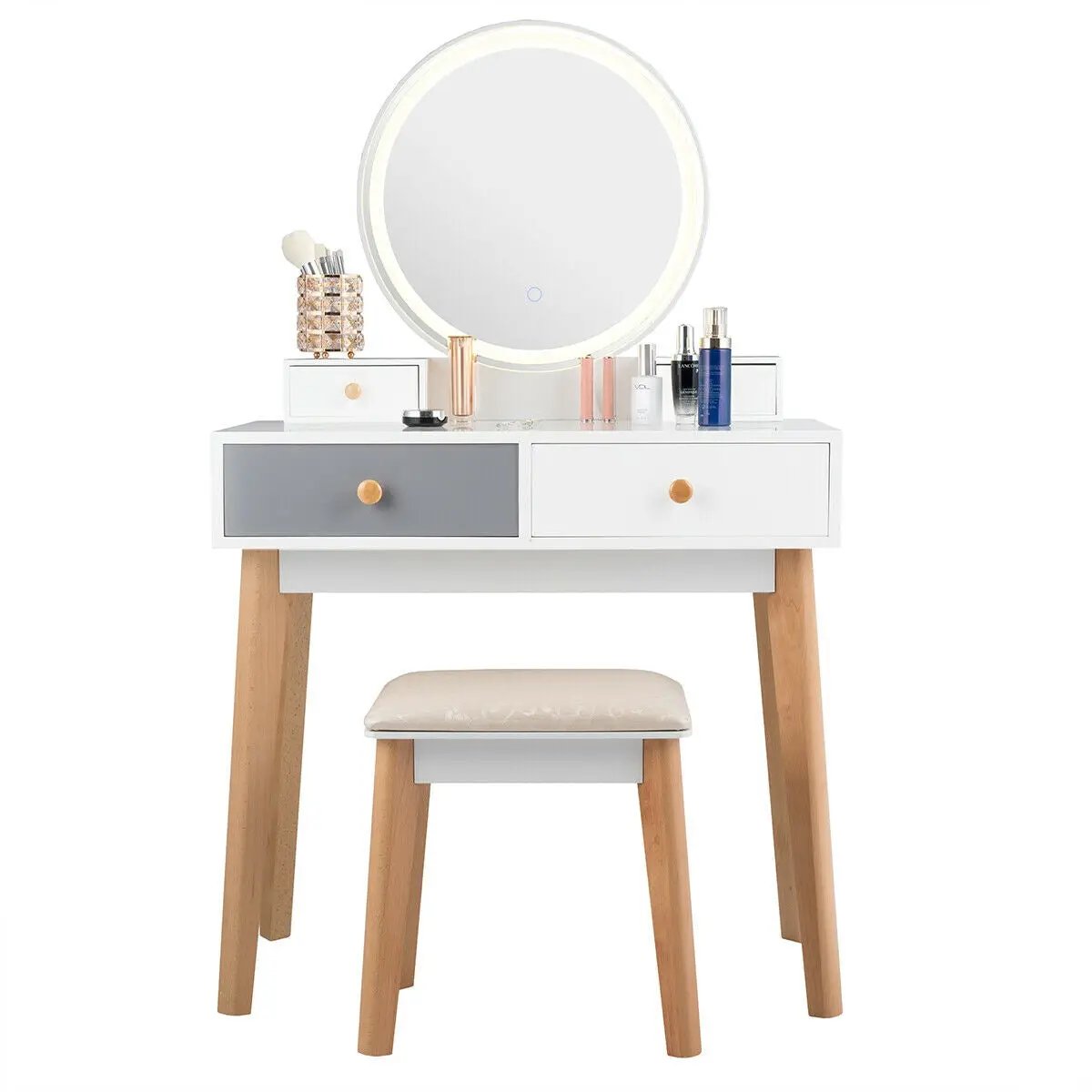 Makeup Dressing Table with 4 Drawers and Lighted Mirror by DirectDeals
