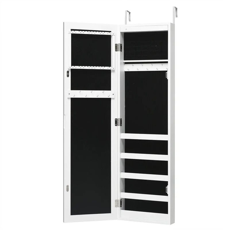 Wall And Door Mirrored Jewelry Cabinet With LED Light by DirectDeals