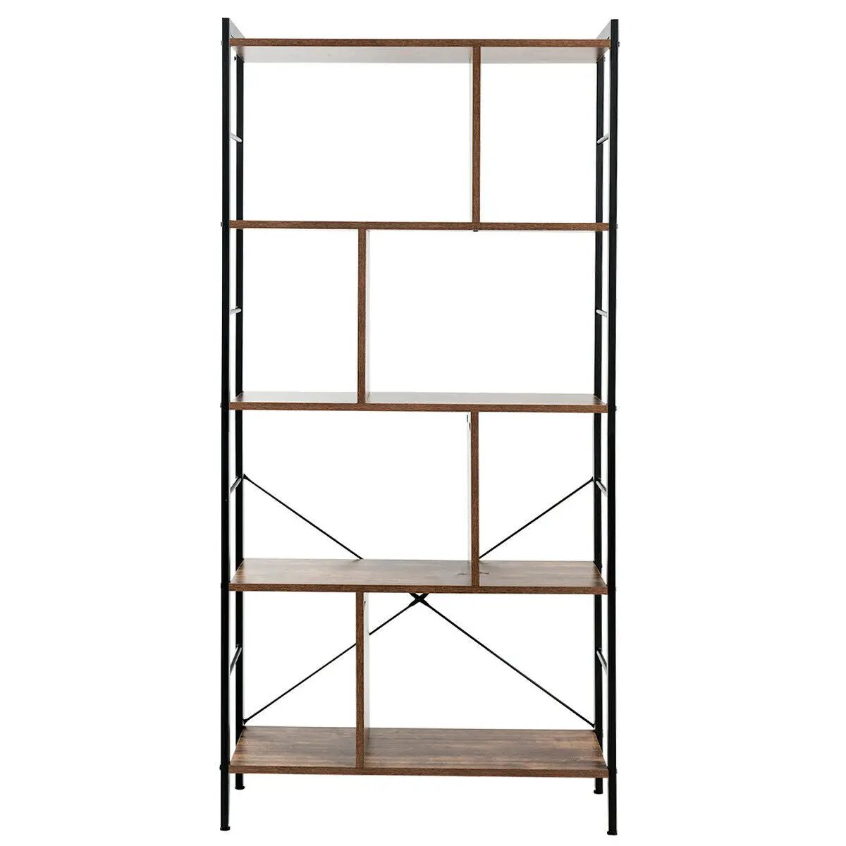 4-Tier Industrial Freestanding Bookshelf with Metal Frame by DirectDeals