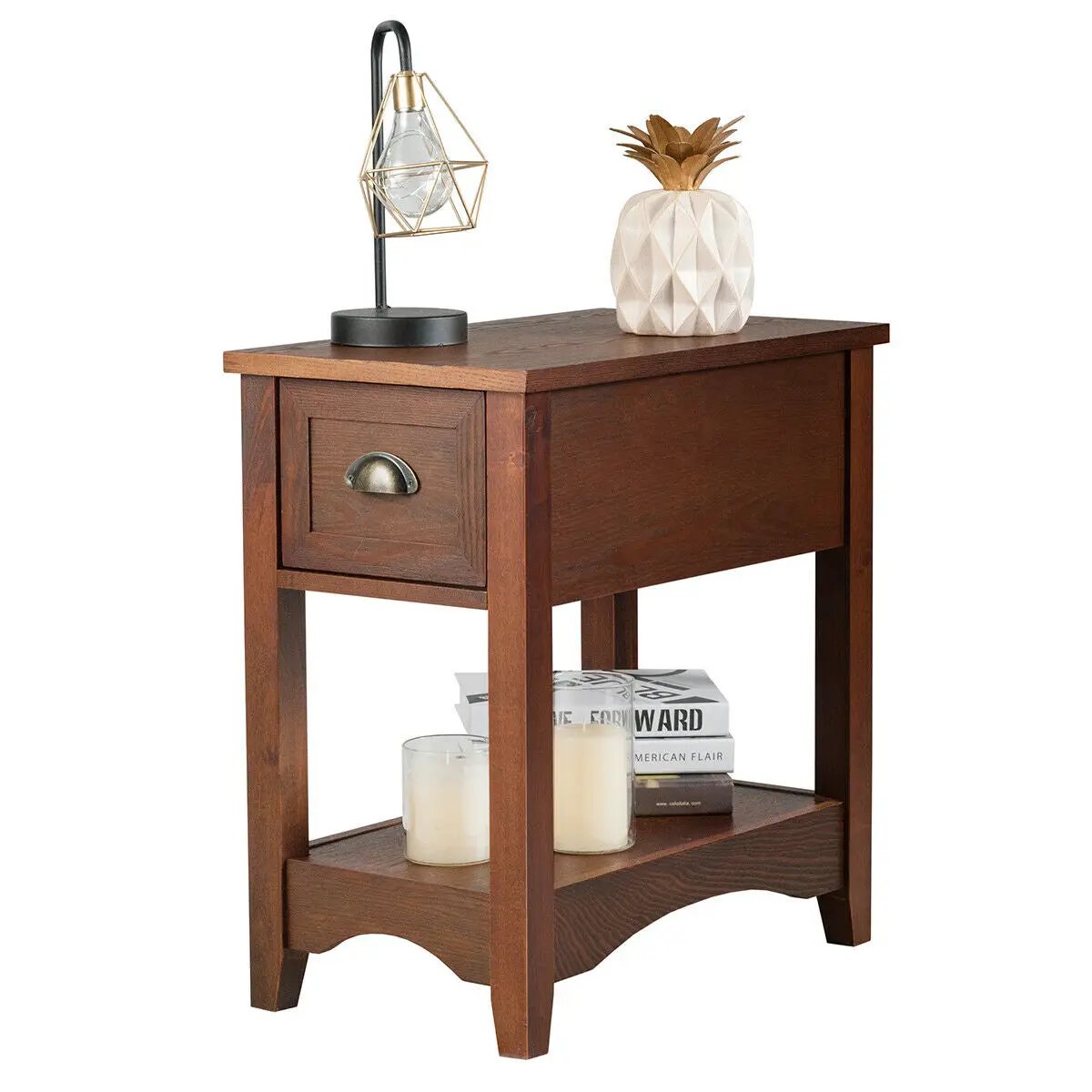 Contemporary Chair Side End Table Compact Table with Drawer Nightstand, photo 8 of 10