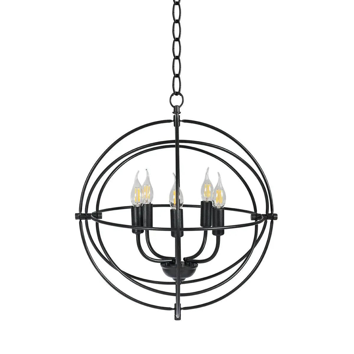 20 Inch 5 Lights Metal Chandelier with Pivoting Interlocking Rings by DirectDeals