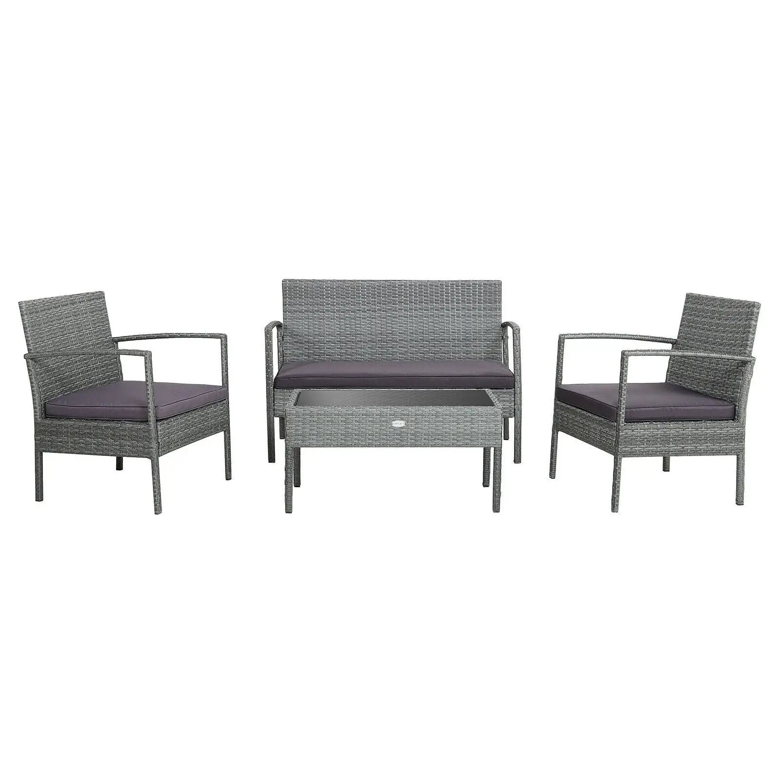 4 Pieces Outdoor Rattan Conversation Set with Comfortable Cushion by DirectDeals