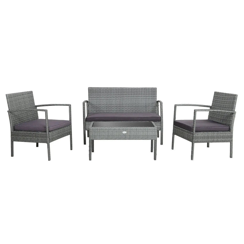 4 Pieces Outdoor Rattan Conversation Set with Comfortable Cushion by DirectDeals
