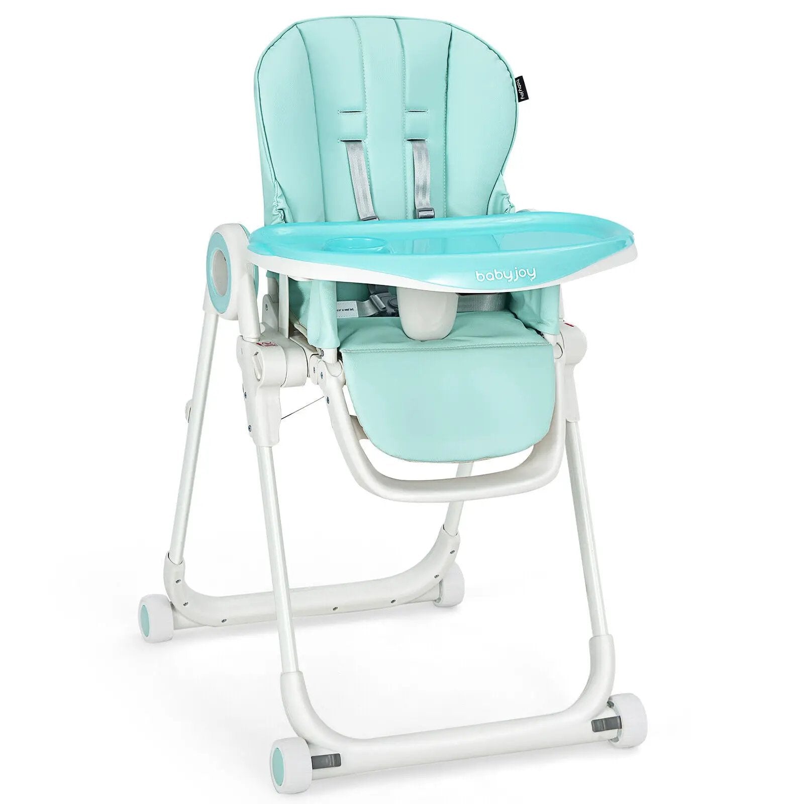 Baby High Chair Foldable Feeding Chair with 4 Lockable Wheels by DirectDeals