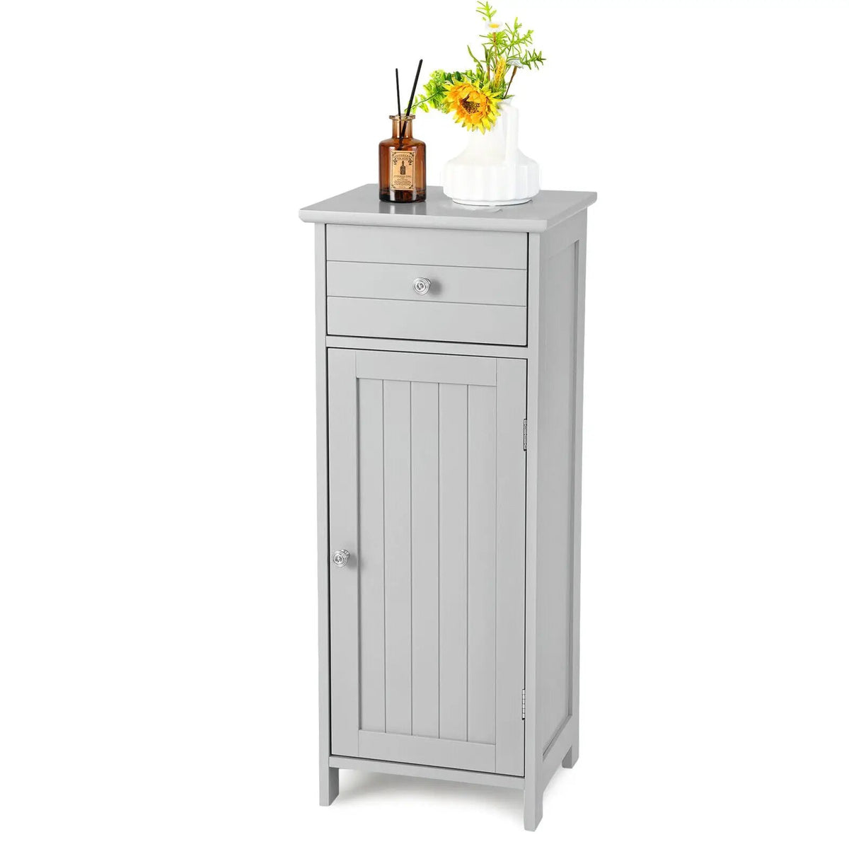 Wooden Bathroom Floor Storage Cabinet with Drawer and Shelf, photo 29 of 32