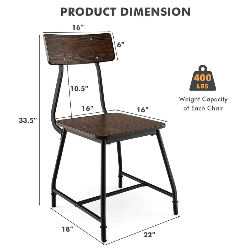 2 Pieces Modern Dining Room Side Chairs with Metal Frame-Brown by DirectDeals