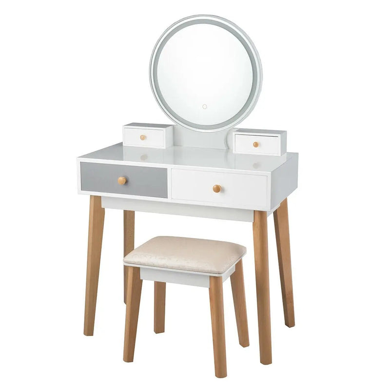 Makeup Dressing Table with 4 Drawers and Lighted Mirror by DirectDeals