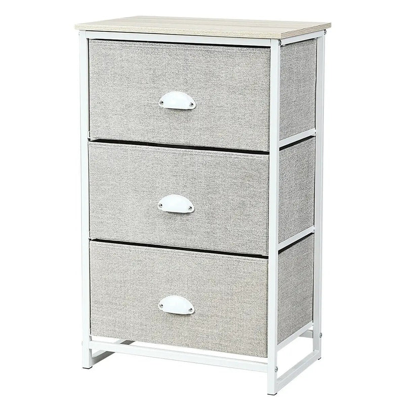 Nightstand Side Table Storage Tower Dresser Chest with 3 Drawers by DirectDeals