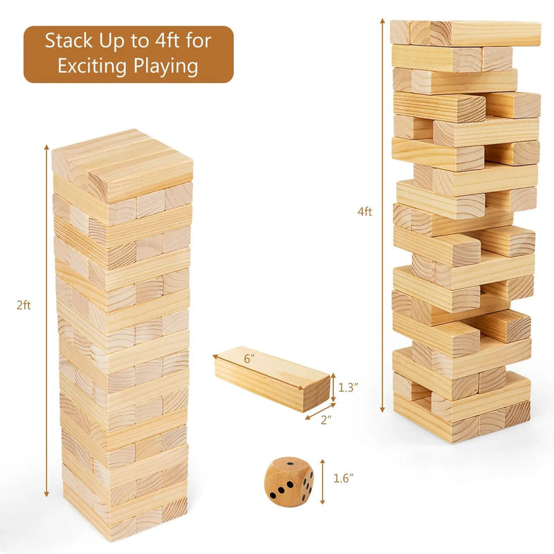 54 Pieces Tumbling Timber Toy with Carrying Bag by DirectDeals