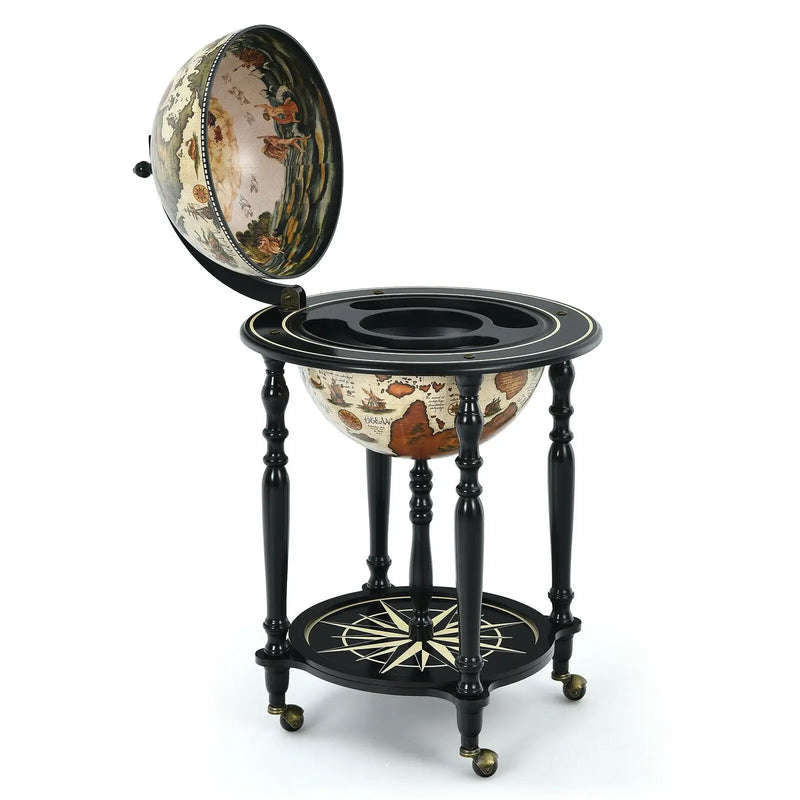 16th Century Nautical Chart Wine Cabinet with Wheels by DirectDeals