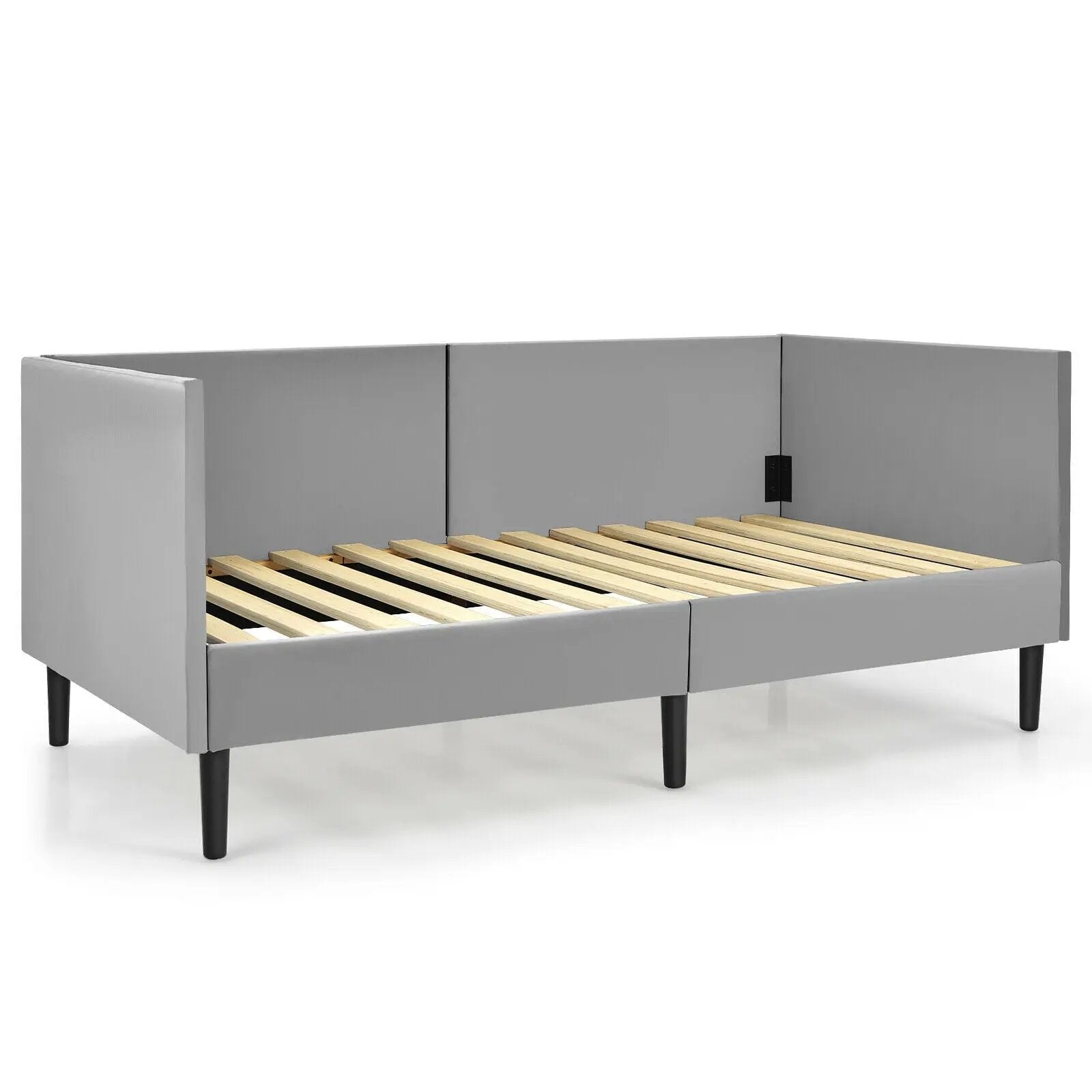 Twin Size Daybed Frame with Sturdy Wooden Slat Support-Gray by DirectDeals