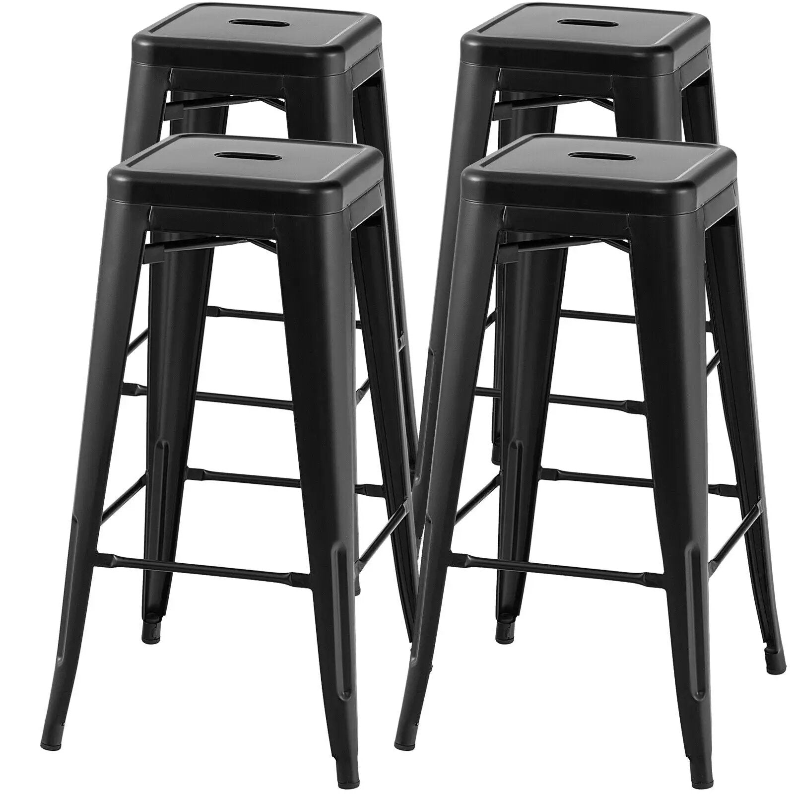 30 Inch Bar Stools Set of 4 with Square Seat and Handling Hole by DirectDeals