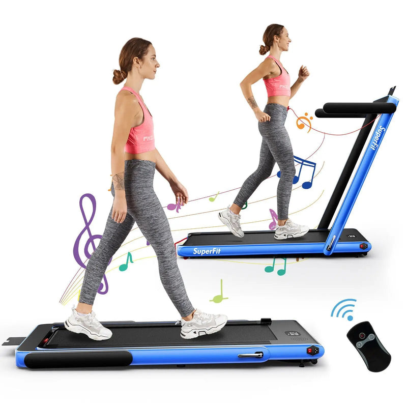 2.25HP 2 in 1 Folding Treadmill with APP Speaker Remote Control by DirectDeals