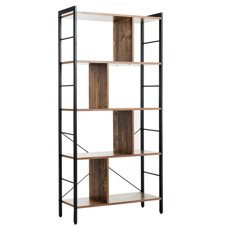4-Tier Industrial Freestanding Bookshelf with Metal Frame by DirectDeals