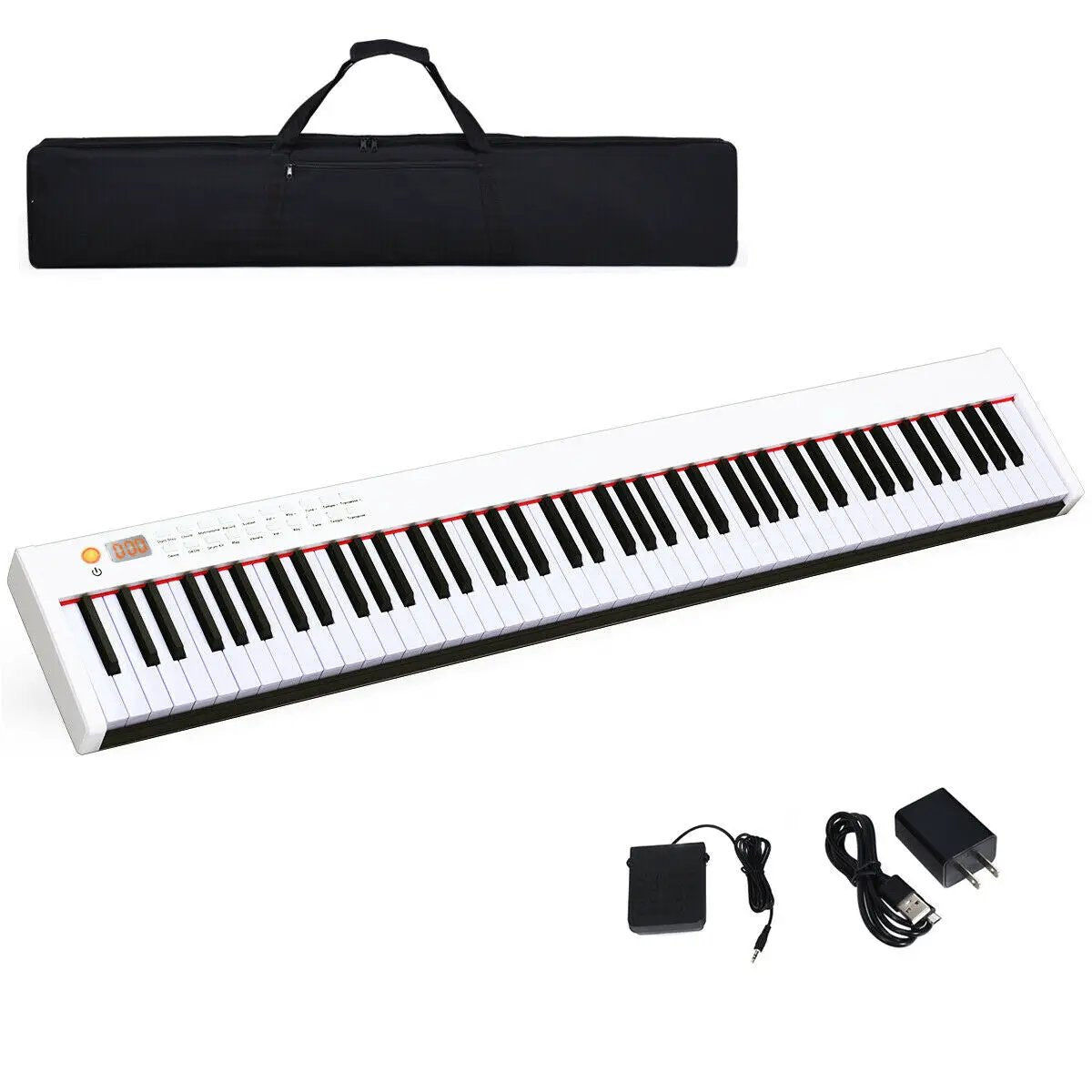 88-Key Portable Full-Size Semi-weighted Digital Piano Keyboard by DirectDeals