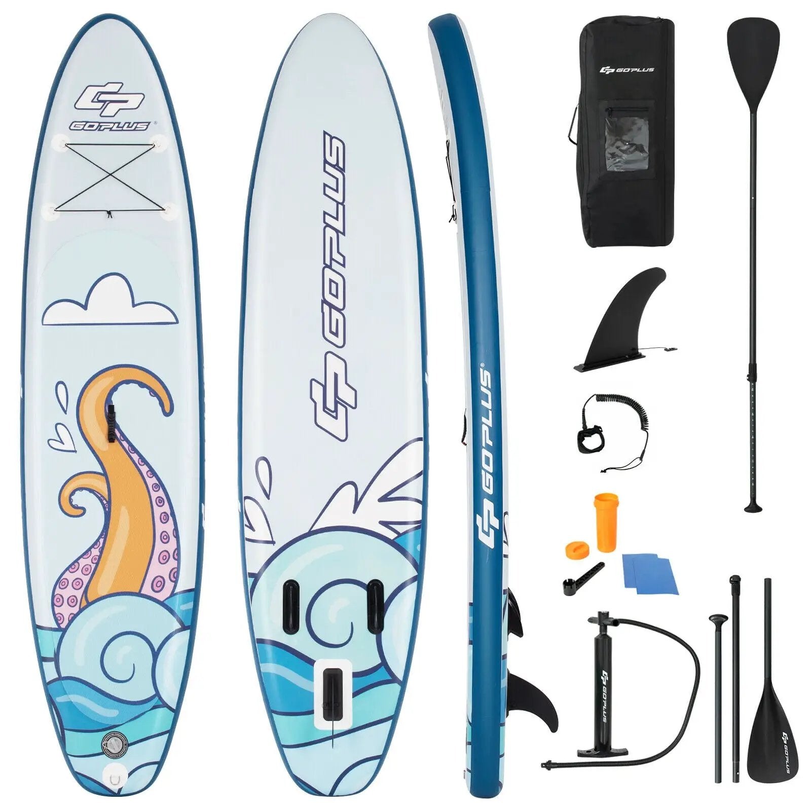 11 ft Inflatable Stand Up Paddle Board Surfboard with Aluminum Paddle Pump by DirectDeals