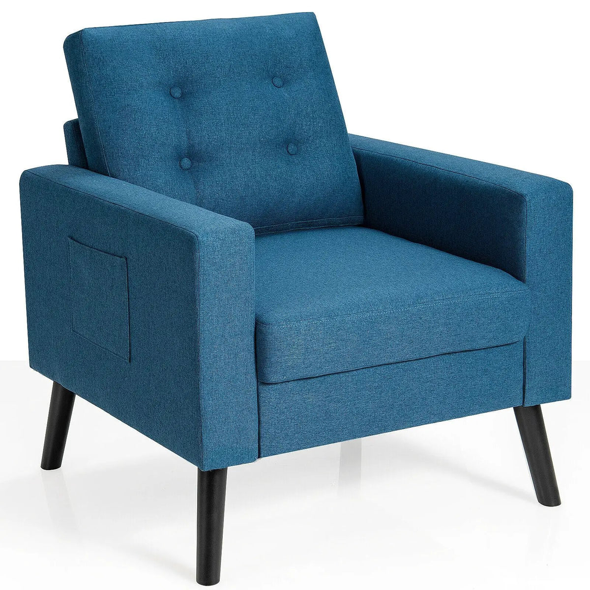 Mid-Century Upholstered Armchair Club Chair with Rubber Wood Legs, photo 10 of 10