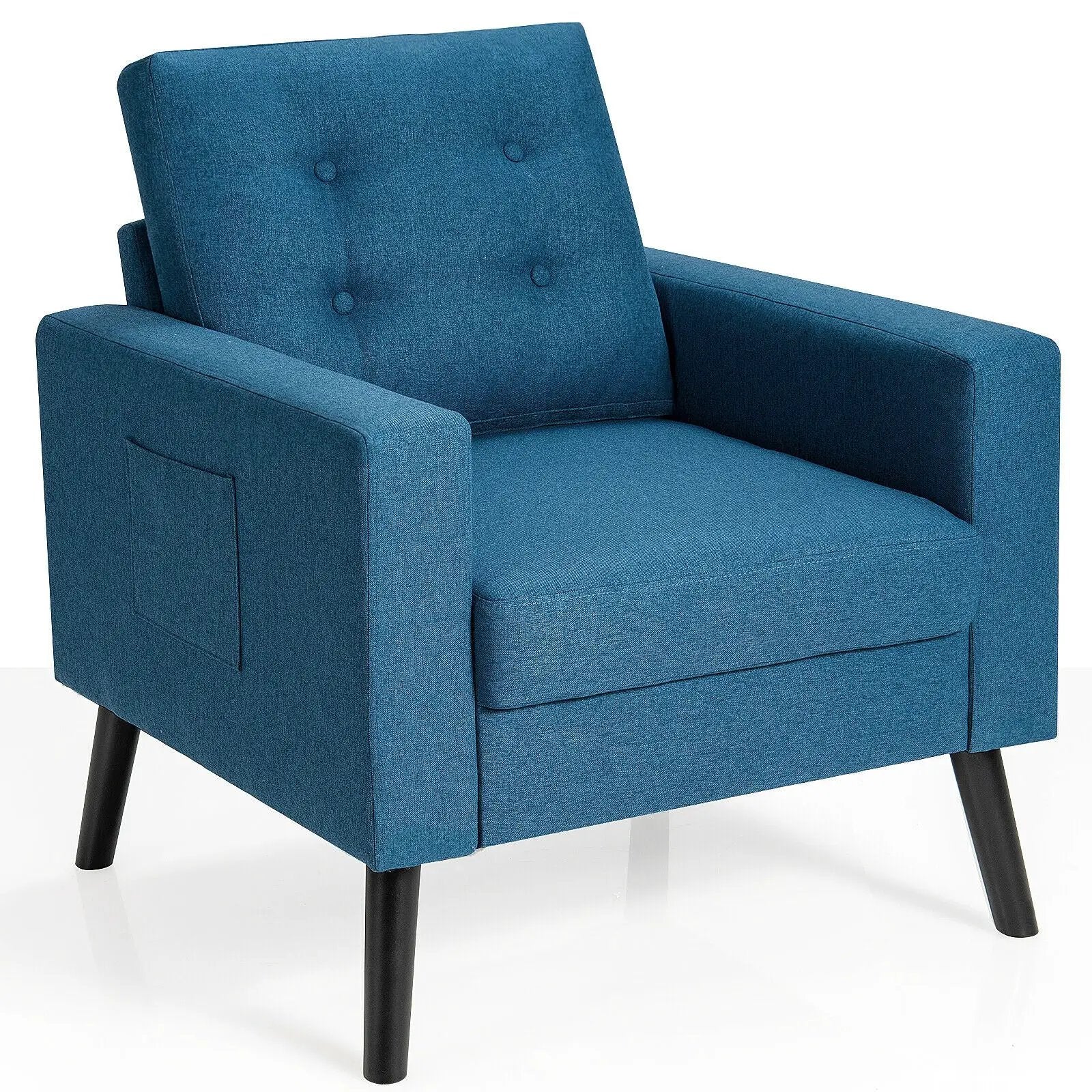 Mid-Century Upholstered Armchair Club Chair with Rubber Wood Legs by DirectDeals