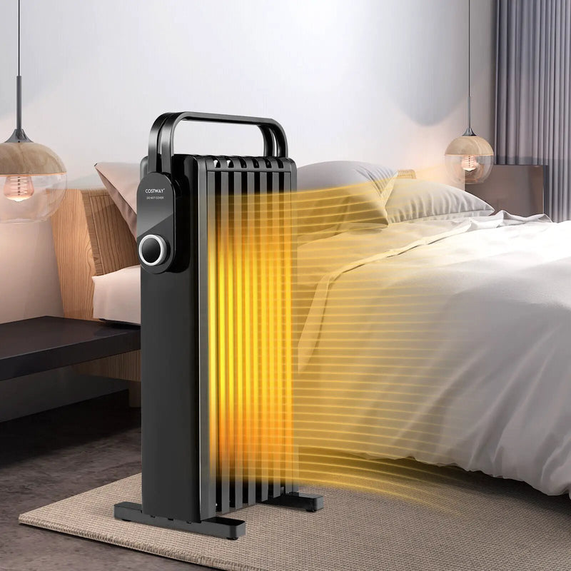 1500W Electric Space Heater Oil Filled Radiator Heater with Foldable Rack by DirectDeals
