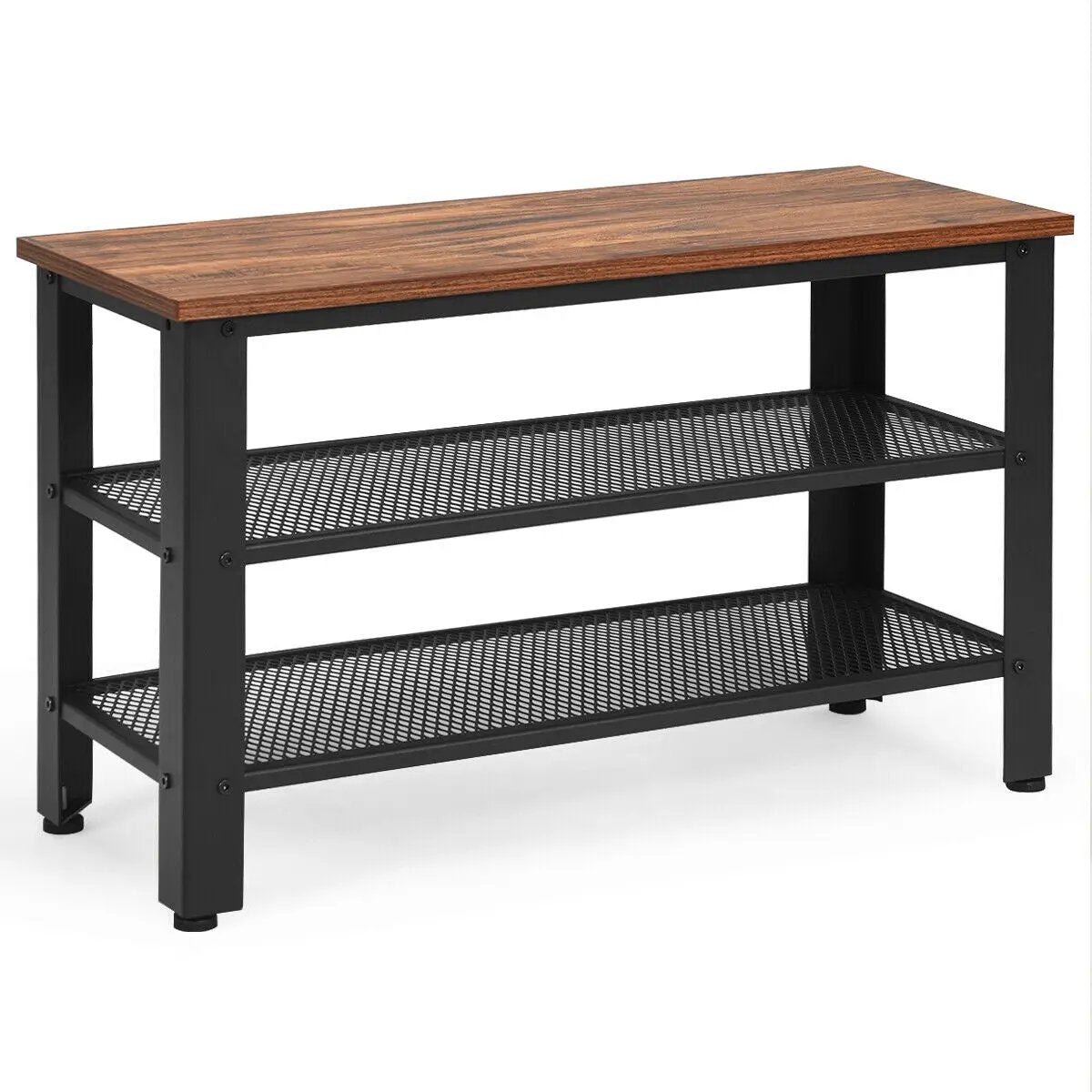 3-Tier Shoe Rack Industrial Shoe Bench with Storage Shelves, photo 3 of 5