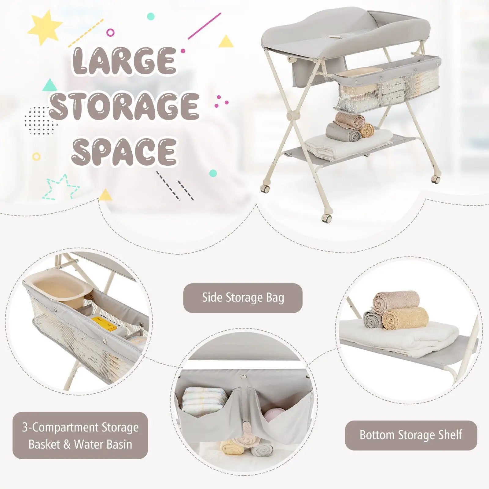 Baby Diaper Changing Table with Water Basin Wheel by DirectDeals