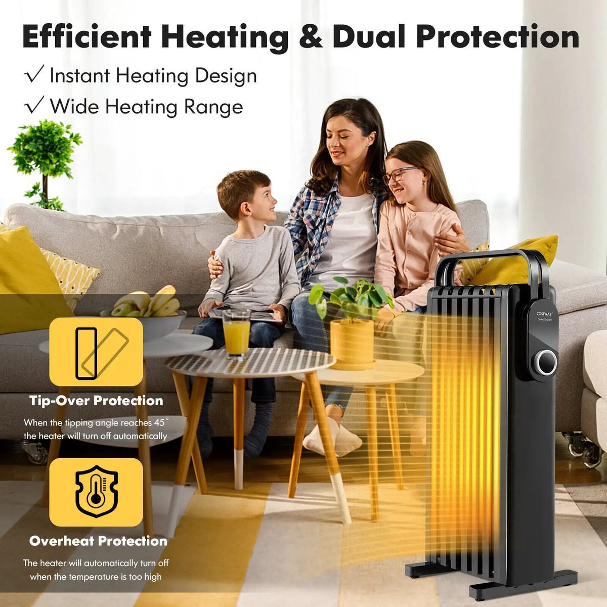 1500W Electric Space Heater Oil Filled Radiator Heater with Foldable Rack, photo 7 of 9