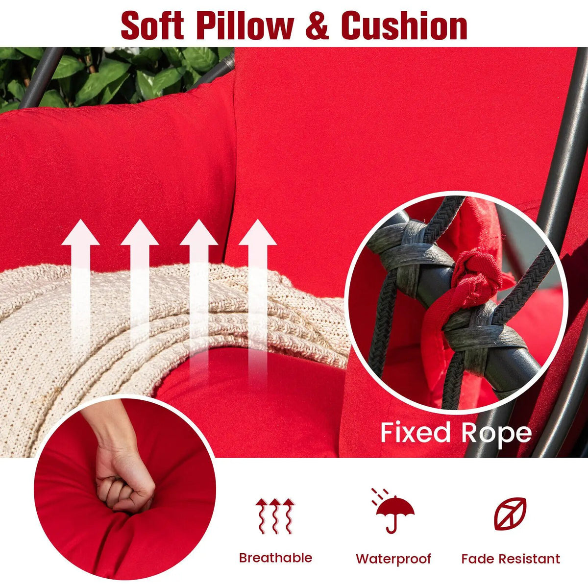 Hanging Folding Egg Chair with Stand Soft Cushion Pillow Swing Hammock, photo 12 of 24