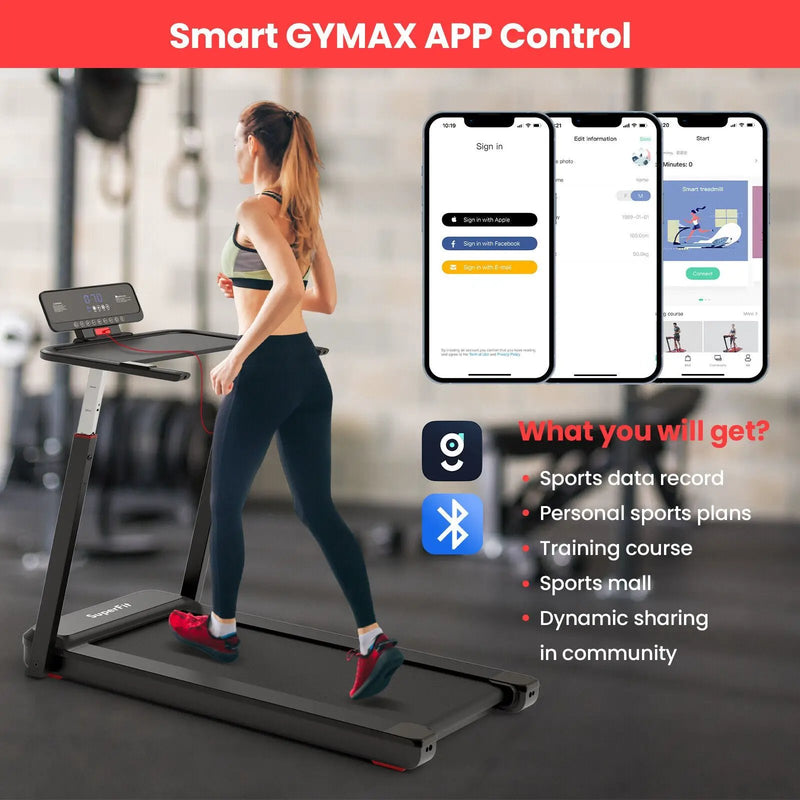 3HP Folding Treadmill with Adjustable Height and APP Control by DirectDeals