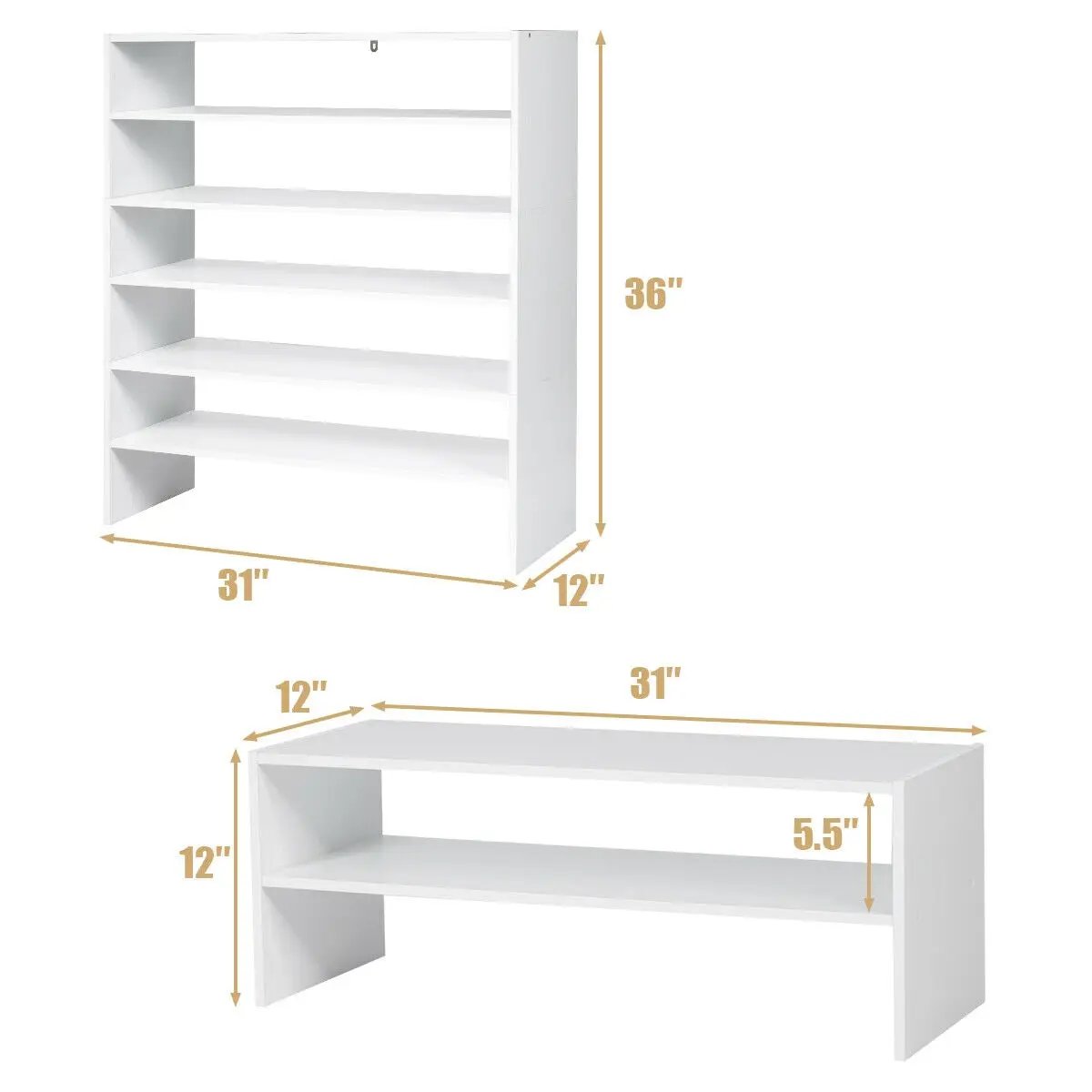 3 Pieces 31-Inch Stackable Multi-Shape Shoe Rack by DirectDeals