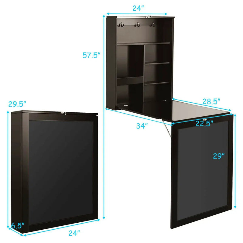Convertible Wall Mounted Table with A Chalkboard by DirectDeals