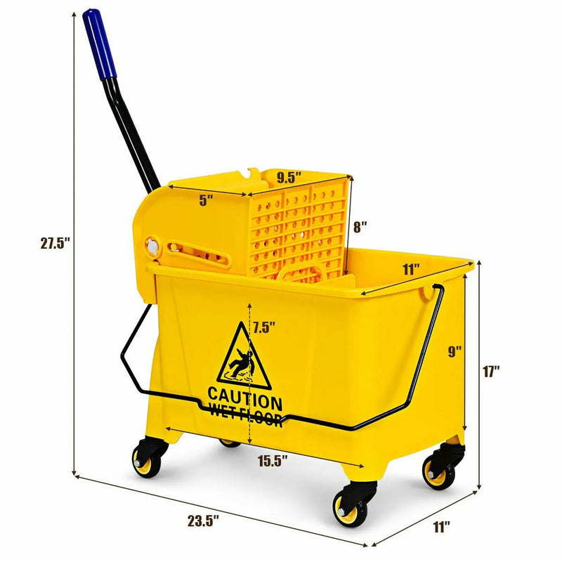21 Quart Mop Bucket Side Press Wringer on Wheels With Panel by DirectDeals