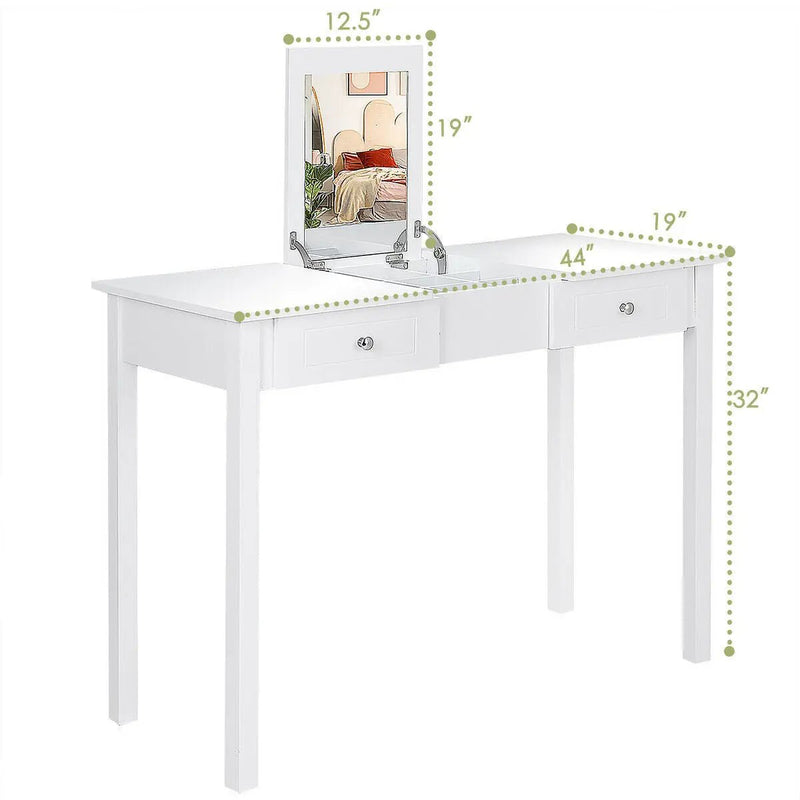 Modern Vanity Dressing Table with 1 Flip Top Mirror and 2 Drawers by DirectDeals