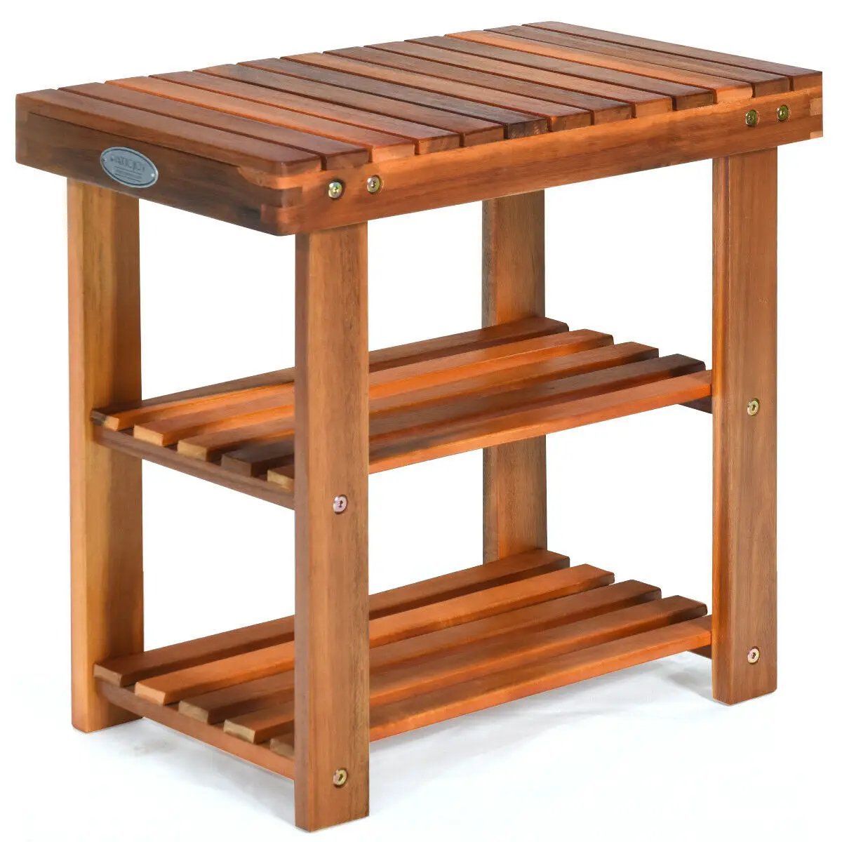 3-Tier Wood Shoe Rack 19' Shoe Bench Boots Organizer by DirectDeals