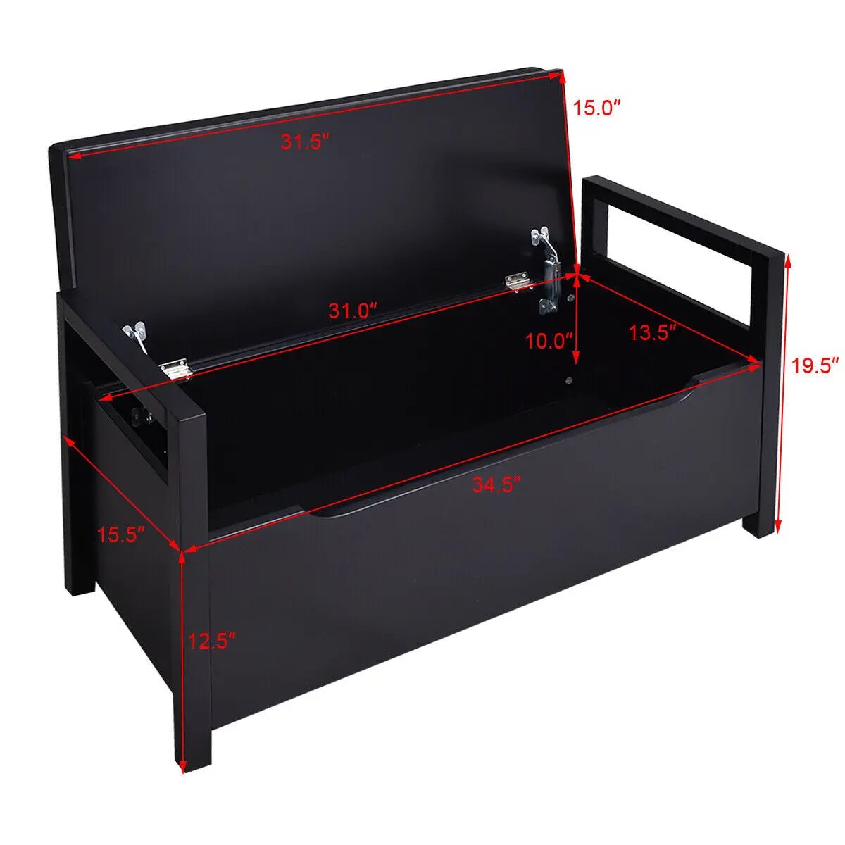 34.5 ×15.5 ×19.5 Inch Shoe Storage Bench with Cushion Seat for Entryway by DirectDeals