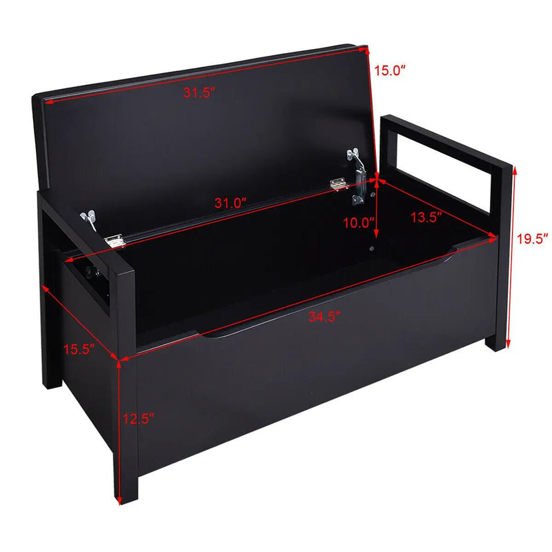 34.5 ×15.5 ×19.5 Inch Shoe Storage Bench with Cushion Seat for Entryway by DirectDeals