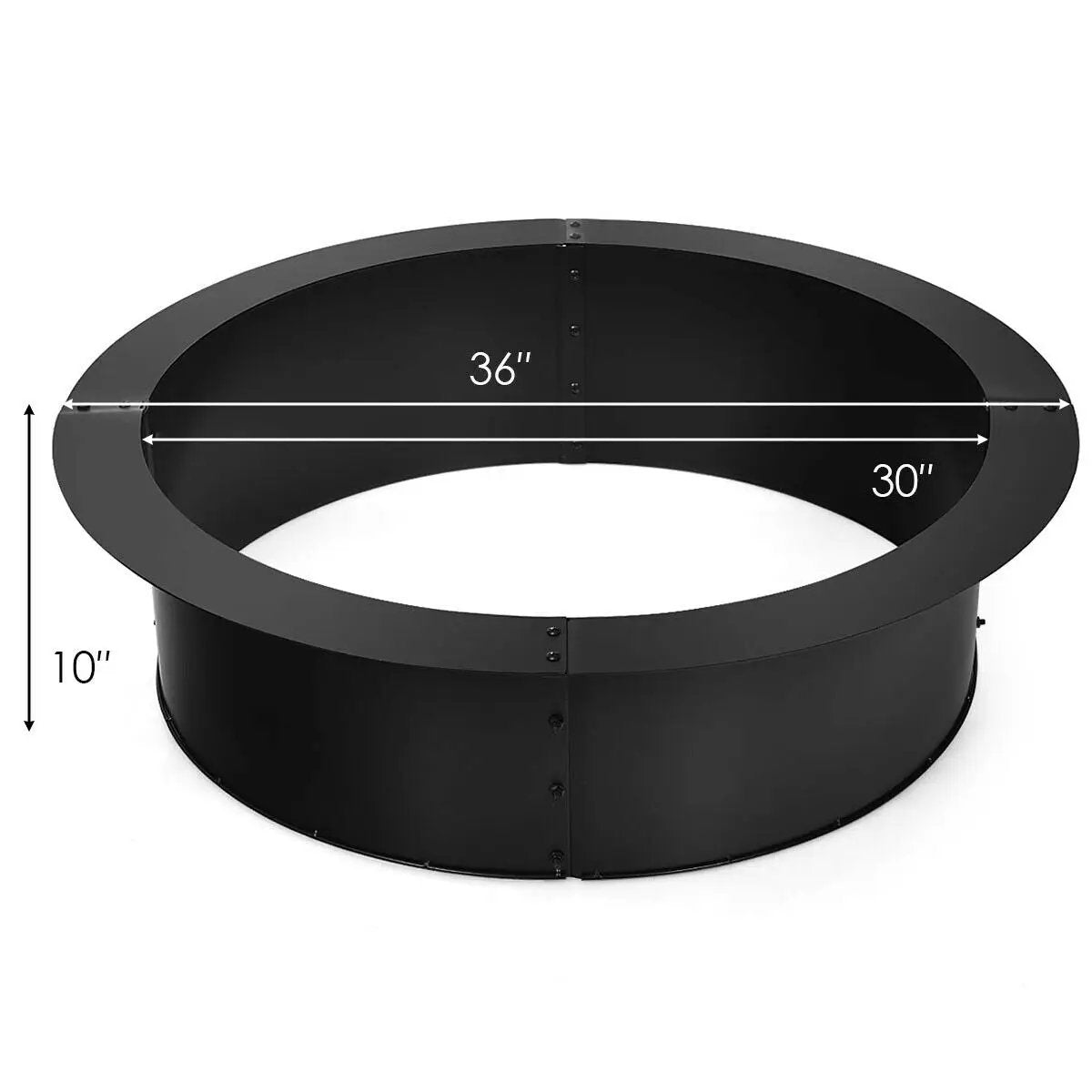 36 inch Round Steel Fire Pit Ring Line for Outdoor Backyard by DirectDeals