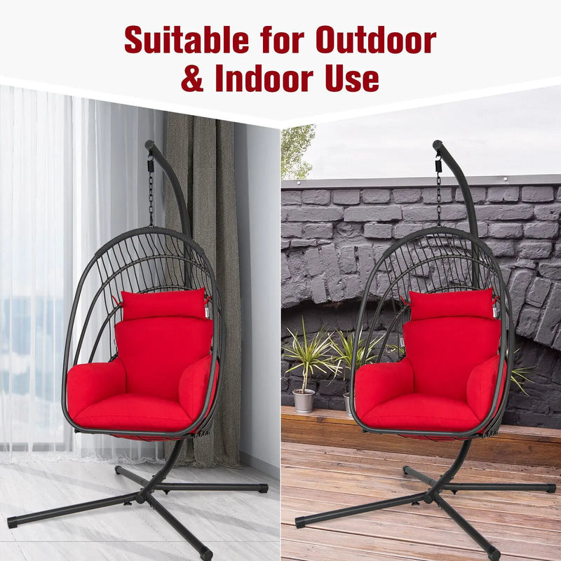 Hanging Folding Egg Chair with Stand Soft Cushion Pillow Swing Hammock by DirectDeals