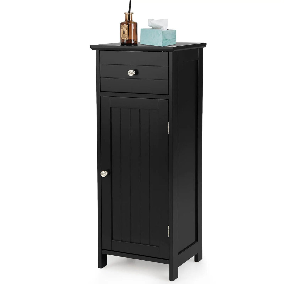 Wooden Bathroom Floor Storage Cabinet with Drawer and Shelf, photo 14 of 32