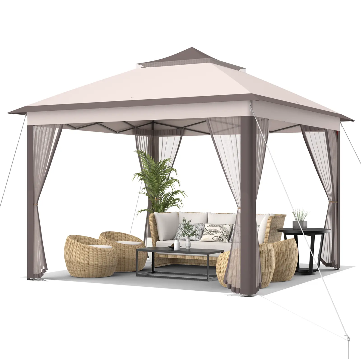 11 x 11 Feet 2-Tier Pop-Up Gazebo Tent Portable Canopy Shelter Carry Bag Mesh, photo 14 of 32