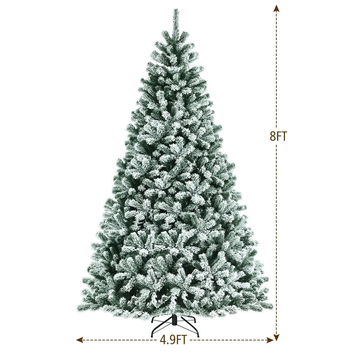 6 Feet Pre-lit Snow Flocked Hinged Christmas Tree with 928 Tips and Metal Stand, photo 4 of 10