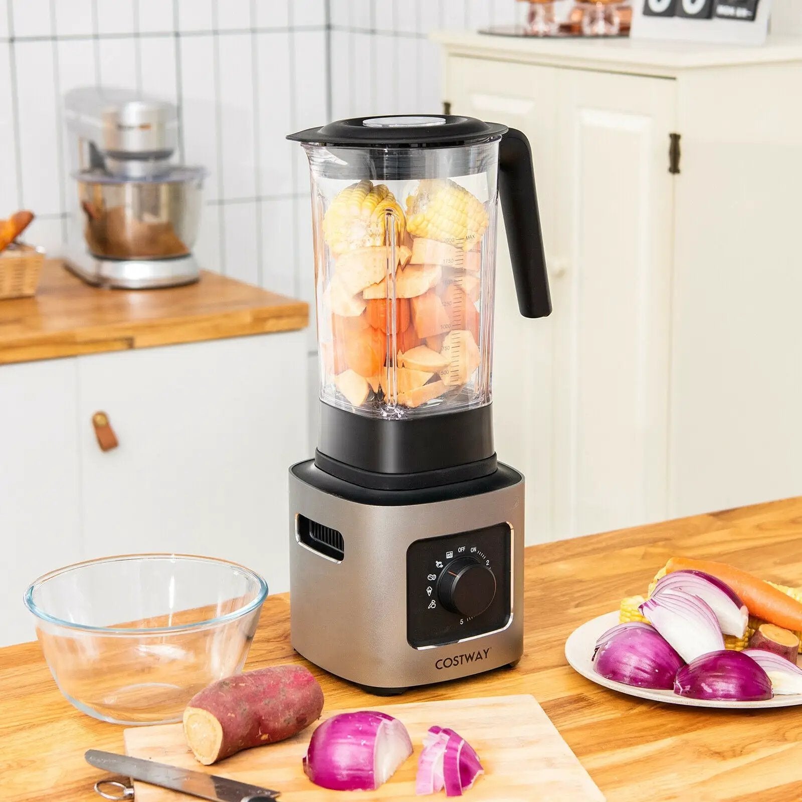 1500W 5-Speed Countertop Smoothie Blender with 5 Presets and 68oz Tritan Jar-Silver by DirectDeals