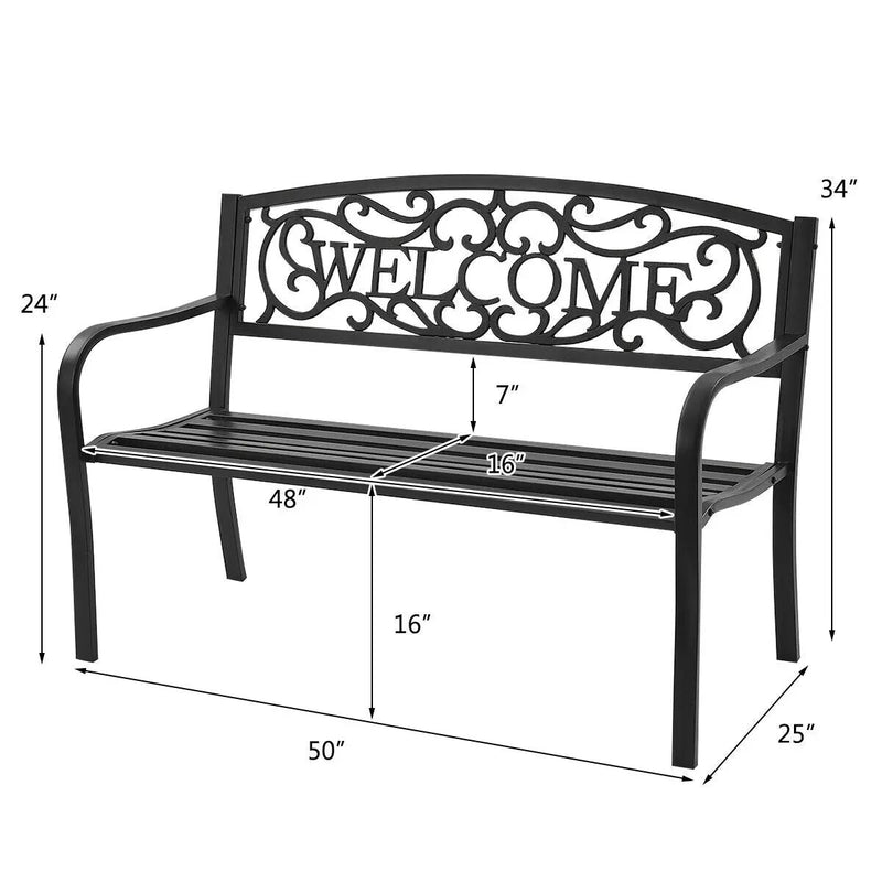 Outdoor Furniture Steel Frame Porch Garden Bench by DirectDeals