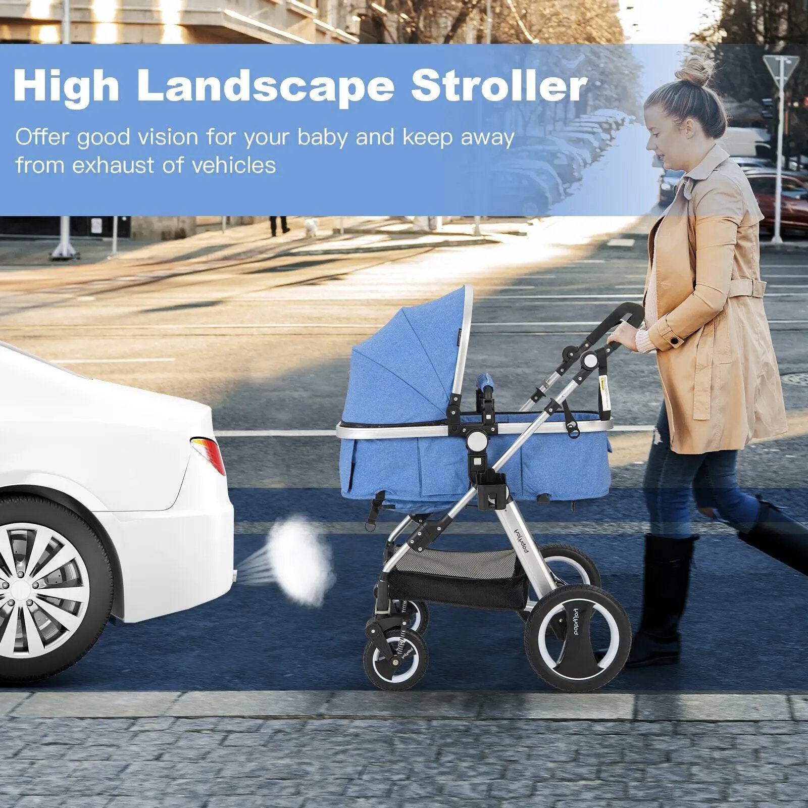 Folding Aluminum Baby Stroller Baby Jogger with Diaper Bag by DirectDeals