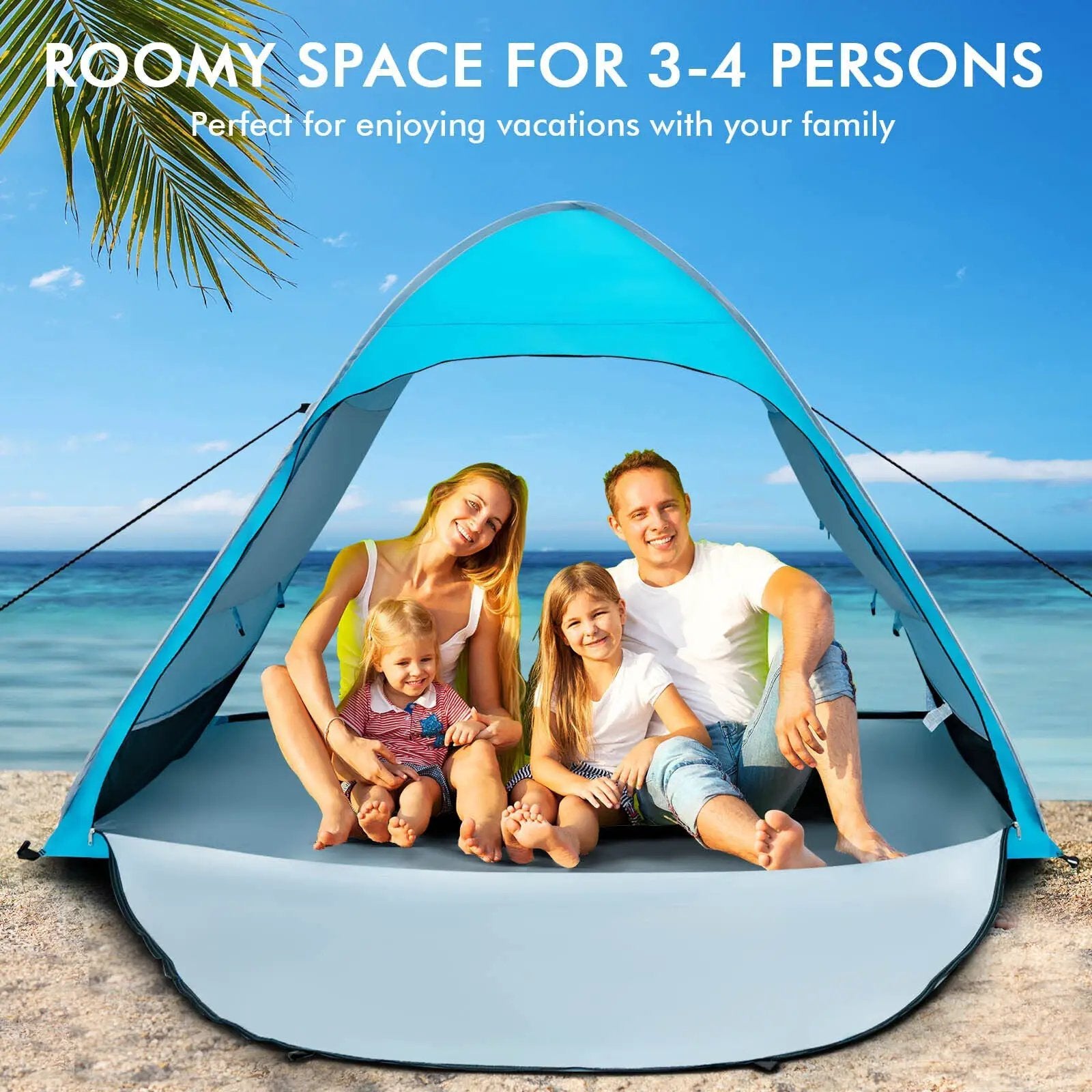Automatic Pop-up Beach Tent with Carrying Bag-Blue by DirectDeals