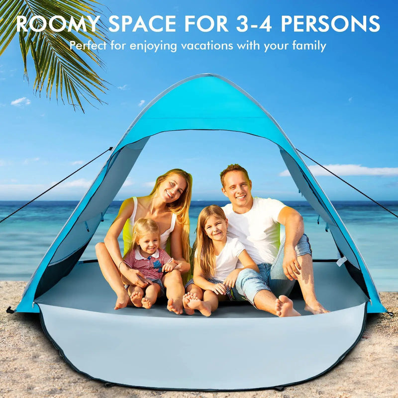 Automatic Pop-up Beach Tent with Carrying Bag-Blue by DirectDeals