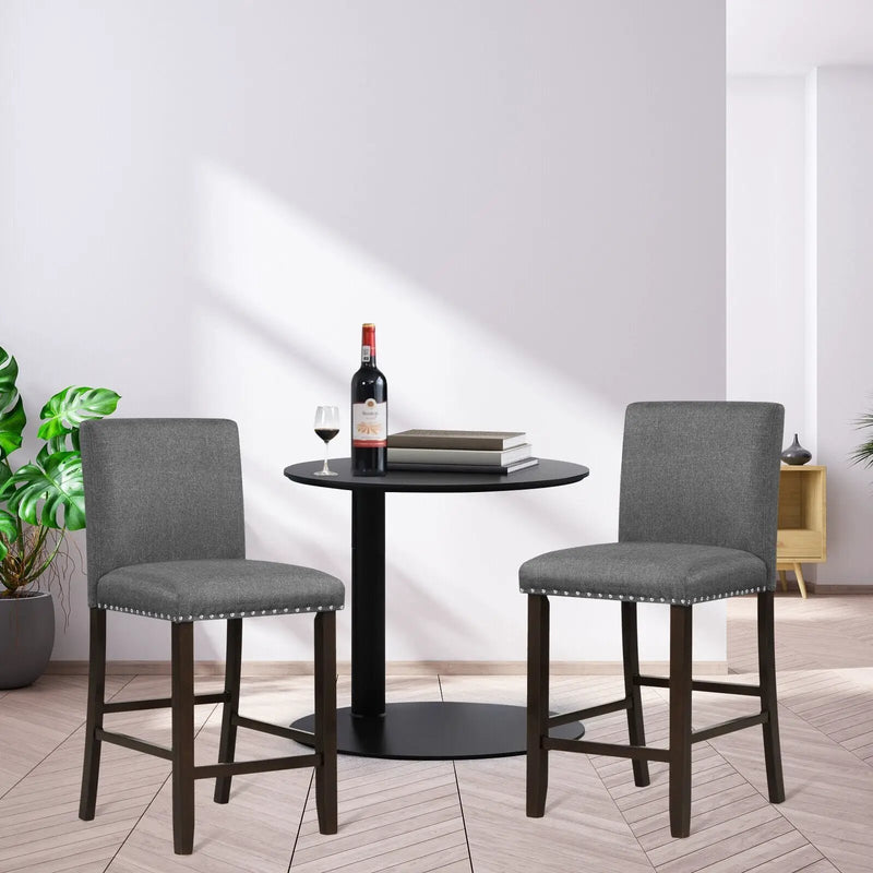 Set of 2 Linen Fabric Bar Stools with Back for Kitchen Island by DirectDeals