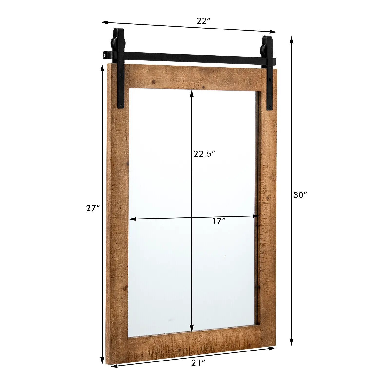30 x 22 Inch Wall Mount Mirror with Wood Frame by DirectDeals
