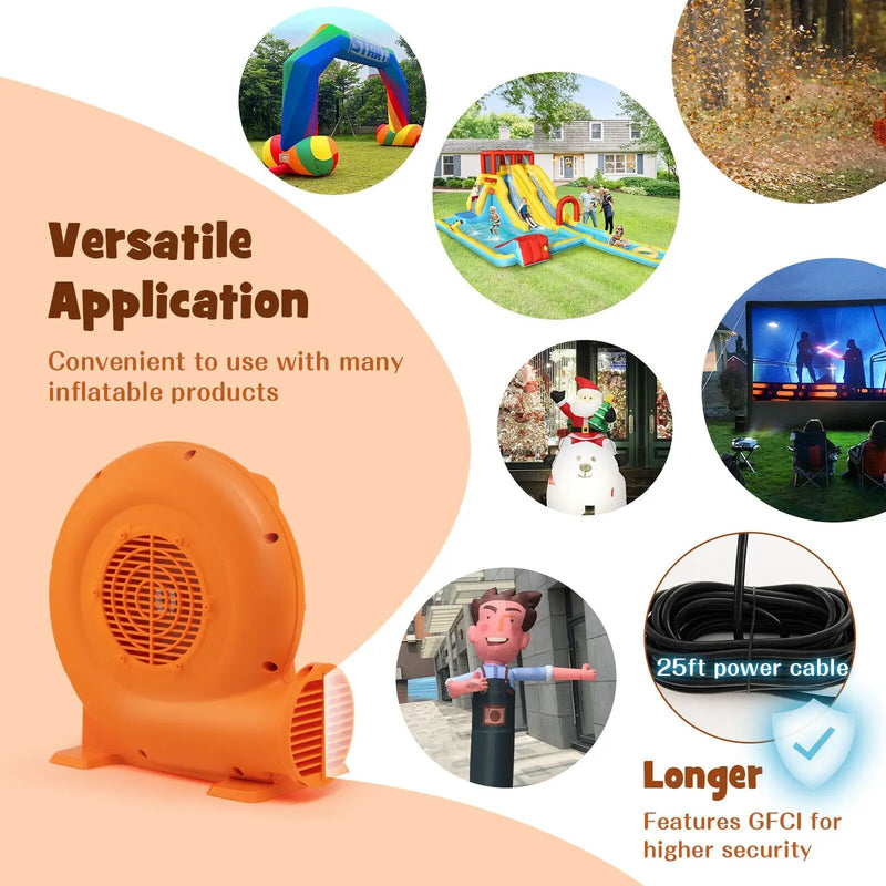 550W Air Blower (0.7HP) for Inflatables with 25 feet Wire and GFCI Plug by DirectDeals
