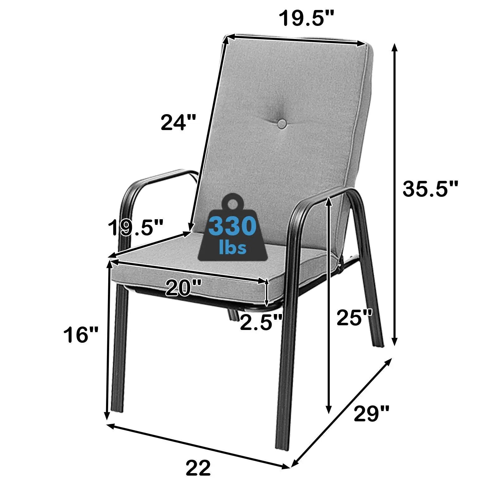 4 Patio Dining Stackable Chairs Set with High-Back Cushions by DirectDeals