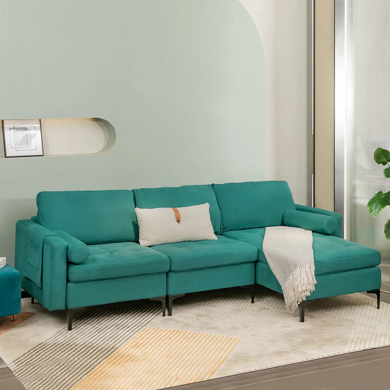 3-Seat L-Shaped Sectional Sofa with USB Ports & Storage by DirectDeals